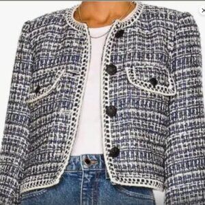 Christian Lacroix Blue Tweed Cropped Jacket, Size M